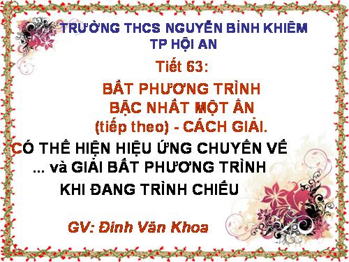 Chương III. §2. Phương trình bậc nhất một ẩn và cách giải