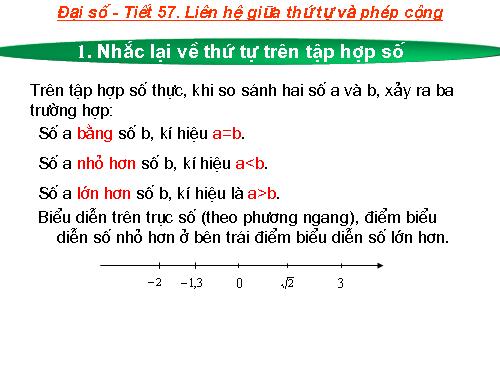 Chương IV. §1. Liên hệ giữa thứ tự và phép cộng