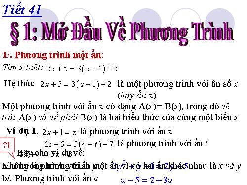 Chương III. §1. Mở đầu về phương trình