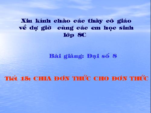 Chương I. §10. Chia đơn thức cho đơn thức