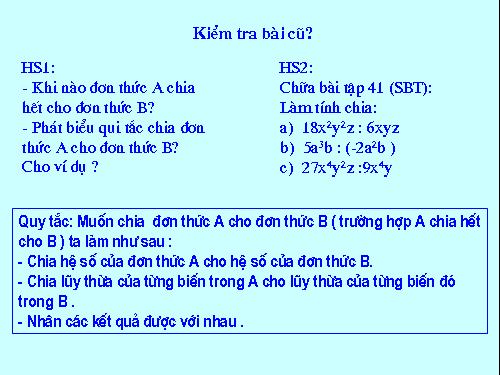 Chương I. §11. Chia đa thức cho đơn thức