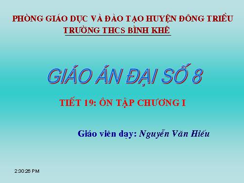 Ôn tập Chương I. Phép nhân và phép chia các đa thức