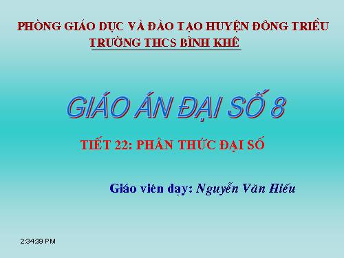 Chương II. §1. Phân thức đại số