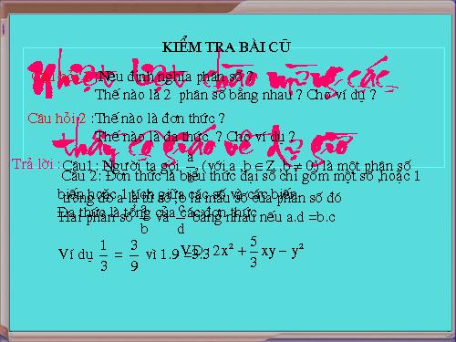 Chương II. §1. Phân thức đại số