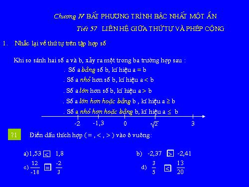 Chương IV. §1. Liên hệ giữa thứ tự và phép cộng