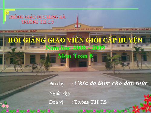 Chương I. §11. Chia đa thức cho đơn thức