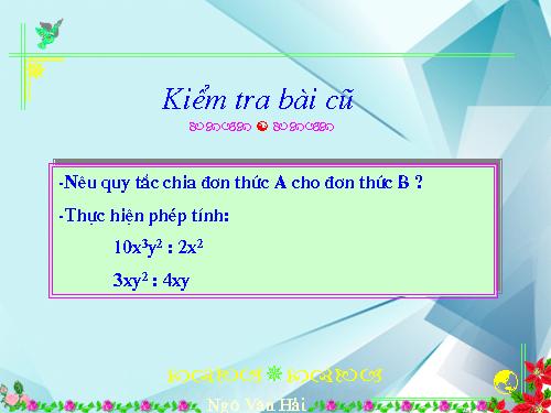 Chương I. §11. Chia đa thức cho đơn thức