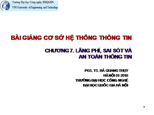 BÀI GIẢNG CƠ SỞ HỆ THỐNG THÔNG TIN