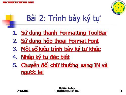 MS-WORD 2003 - BÀI 2