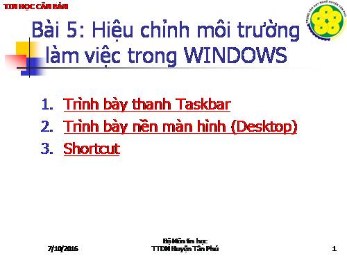 WINDOWS XP CĂN BẢN - BÀI 5