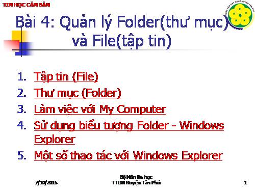 WINDOWS XP CĂN BẢN - BÀI 4