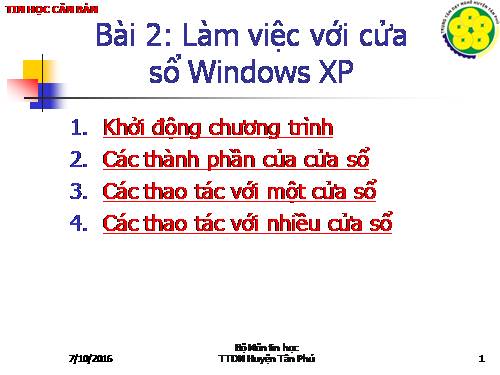 WINDOWS XP CĂN BẢN - BÀI 2