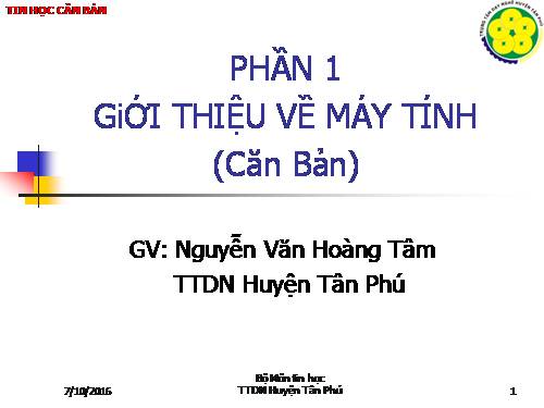 WINDOWS XP CĂN BẢN - BÀI 1