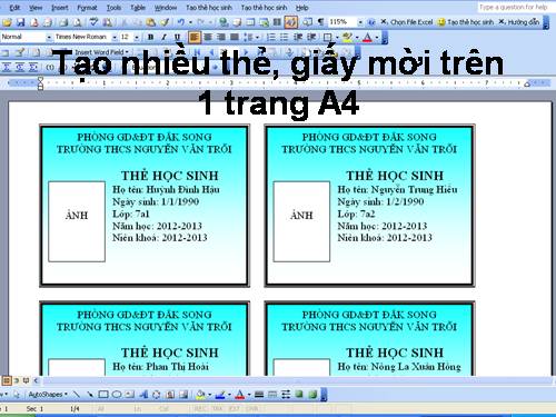 Tạo nhiều thẻ, giấy mời,…trong 1 trang A4