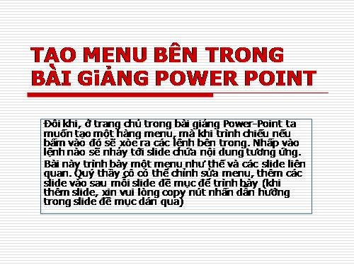 Tạo menu bên trong bài PowerPoint