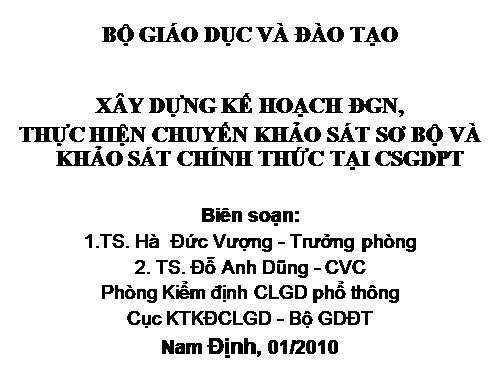 KDCLGD-Xây dựng KH khảo sát sơ bộ