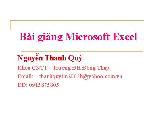 Bài giảng Excel