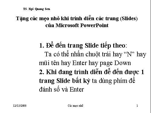 Meo nho khi trinh dien MS-PowerPoint