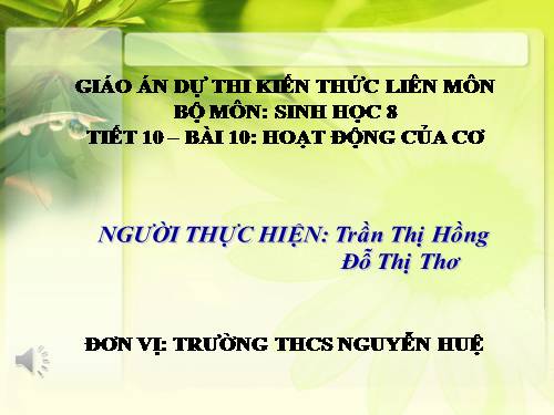 Bài 10. Hoạt động của cơ