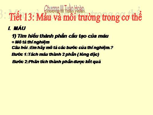 Bài 13. Máu và môi trường trong cơ thể