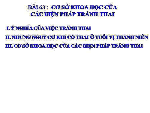 Bài 63. Cơ sở khoa học của các biện pháp tránh thai