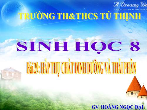 Bài 29. Hấp thụ chất dinh dưỡng và thải phân