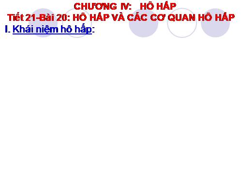 Bài 20. Hô hấp và các cơ quan hô hấp