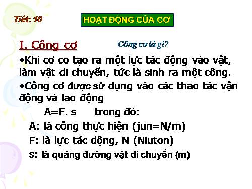 Bài 10. Hoạt động của cơ