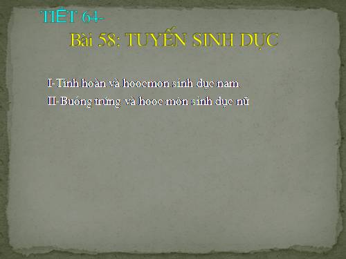 Bài 58. Tuyến sinh dục
