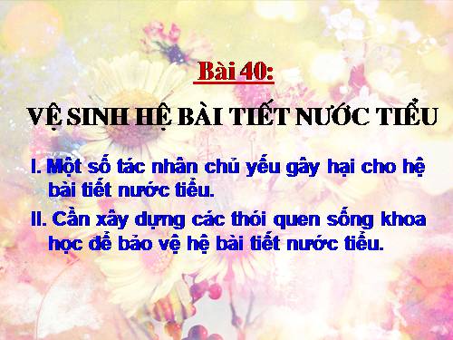 Bài 40. Vệ sinh hệ bài tiết nước tiểu