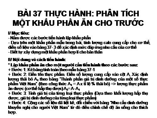 Bài 37. Thực hành: Phân tích một khẩu phần cho trước