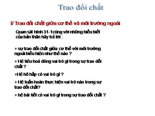 Bài 31. Trao đổi chất