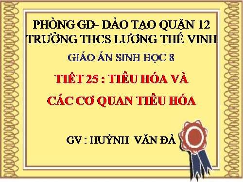 Bài 24. Tiêu hóa và các cơ quan tiêu hóa