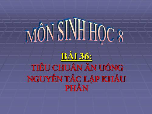 Bài 36. Tiêu chuẩn ăn uống. Nguyên tắc lập khẩu phần