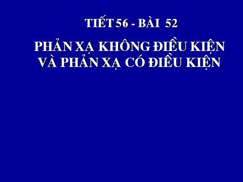 Bài 52. Phản xạ không điều kiện và phản xạ có điều kiện