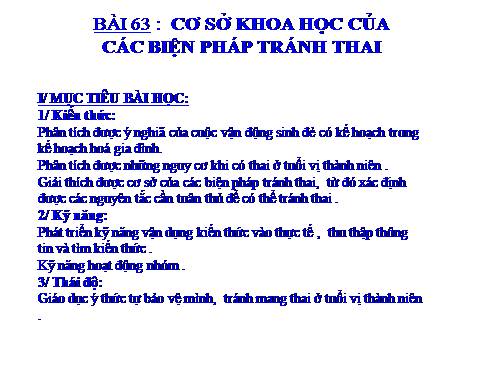 Bài 63. Cơ sở khoa học của các biện pháp tránh thai