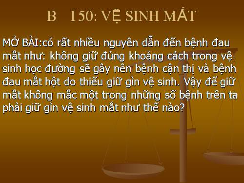 Bài 50 Vệ sinh mắt