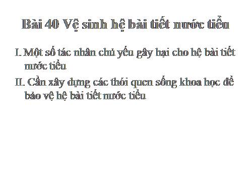 Bài 40. Vệ sinh hệ bài tiết nước tiểu