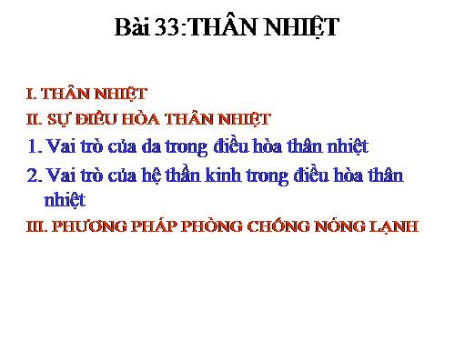 Bài 33. Thân nhiệt