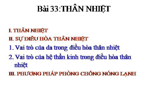 Bài 33. Thân nhiệt