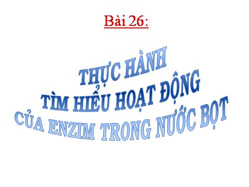 Bài 26. Thực hành: Tìm hiểu hoạt động của enzim trong nước bọt