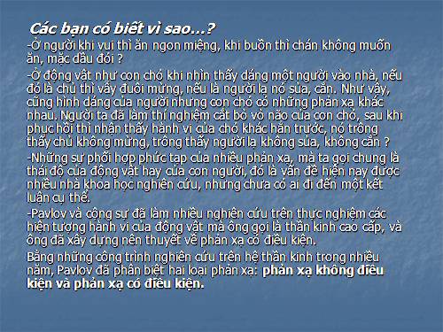 Bài 52. Phản xạ không điều kiện và phản xạ có điều kiện