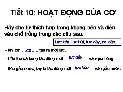 Bài 10. Hoạt động của cơ