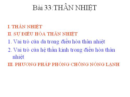 Bài 33. Thân nhiệt