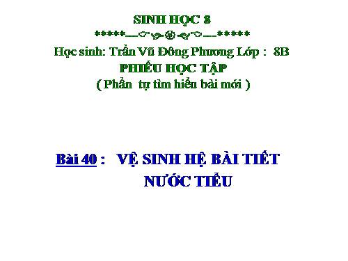 Bài 40. Vệ sinh hệ bài tiết nước tiểu