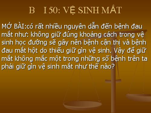 Bài 50 Vệ sinh mắt