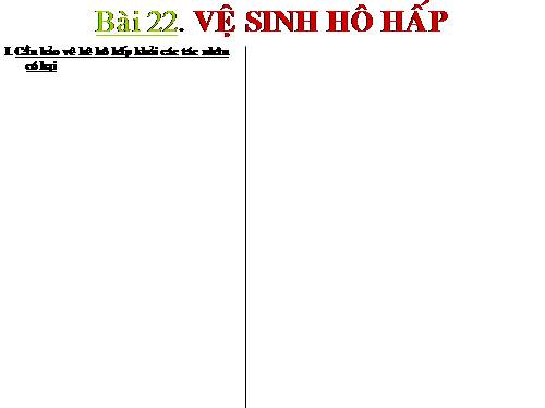 Bài 22. Vệ sinh hô hấp