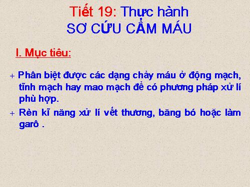 Bài 19. Thực hành: Sơ cứu cầm máu