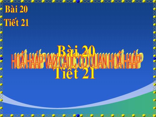 Bài 20. Hô hấp và các cơ quan hô hấp