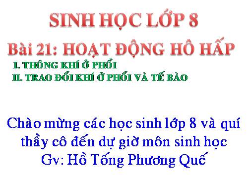 Bài 21. Hoạt động hô hấp
